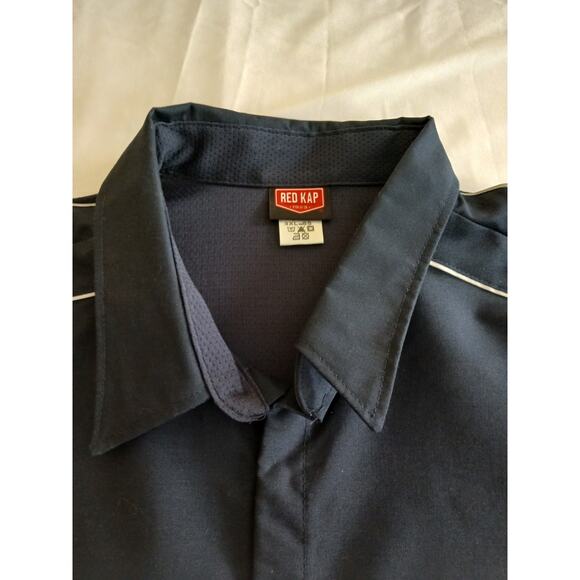 Red Kap Work Shirt Mens 3XL Navy Blue 2 Pocket Work Uniform Short Sleeve Utility - Picture 7 of 15